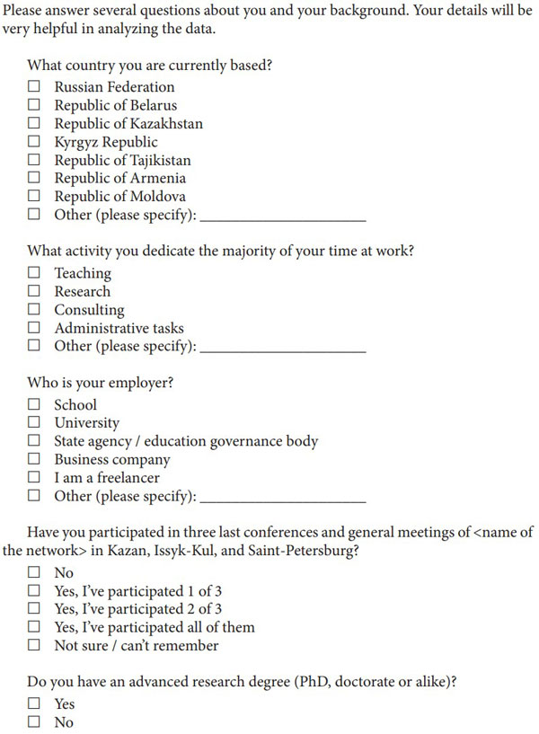 The questionnaire employed by the study. Page 2